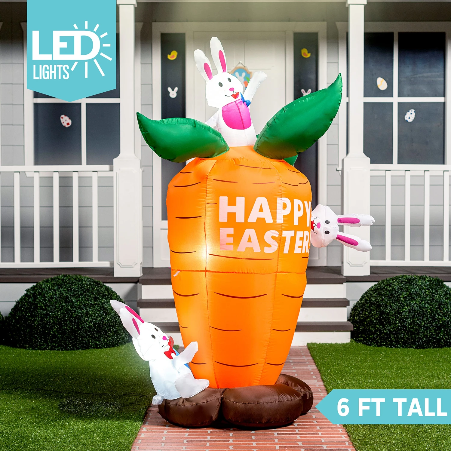 6ft Easter Inflatable Decoration Carrot 4 6ft Easter Inflatable Decoration Carrot - Image 2