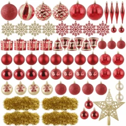 71ct Assorted Christmas Tree Ornaments - Red & Gold