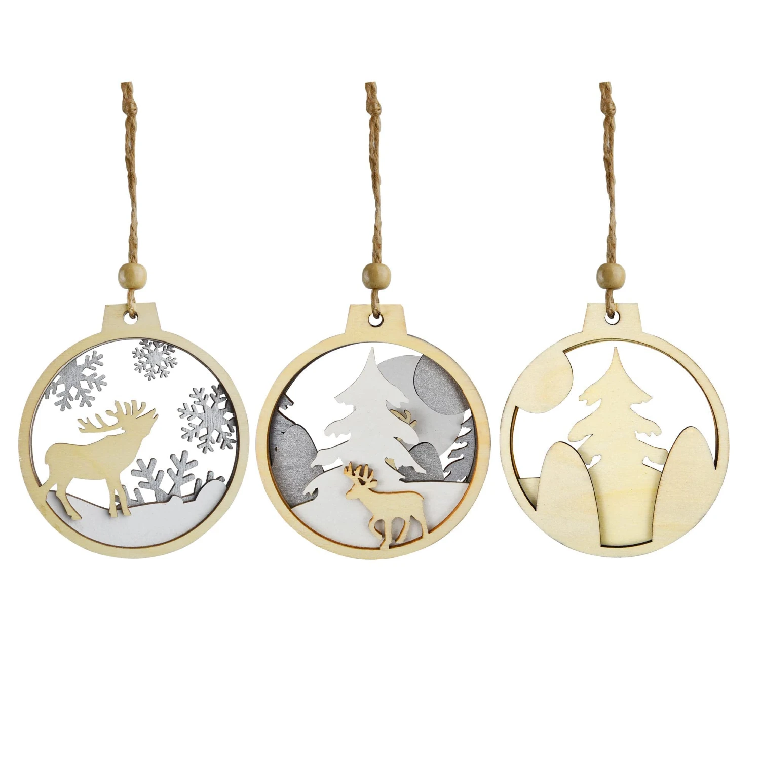 24 Pcs Christmas Wooden Ornaments Reindeer 4 24 Pcs Christmas Wooden Ornaments Reindeer - Image 2