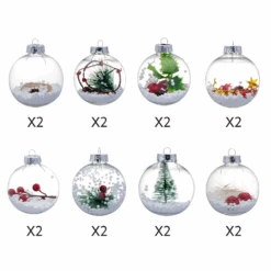 16 Pcs Christmas Snow Filling Ornaments Ball Ornaments