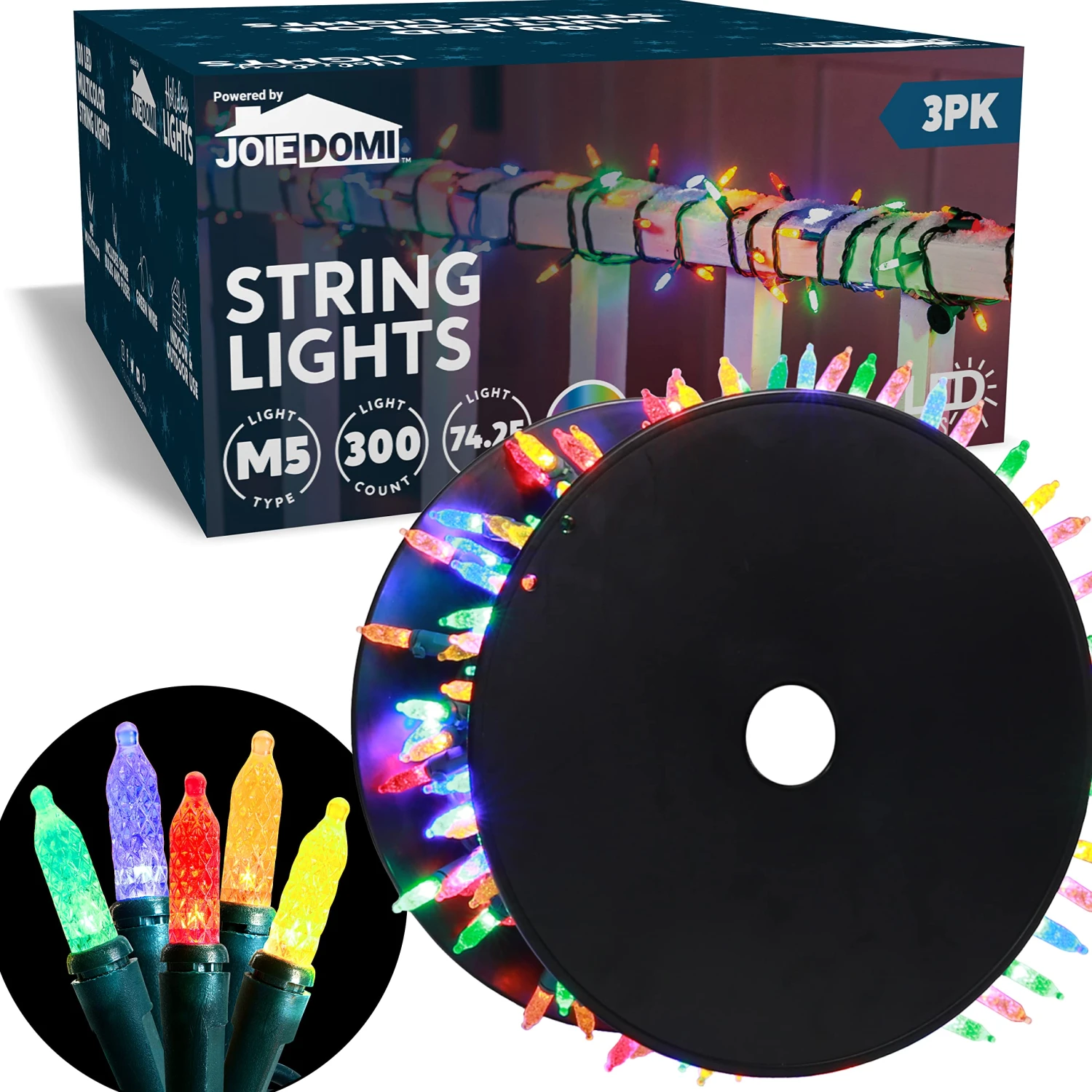 3x100 LED Christmas String Lights Multi Color With Reel 4 3x100 LED Christmas String Lights Multi Color With Reel - Image 2
