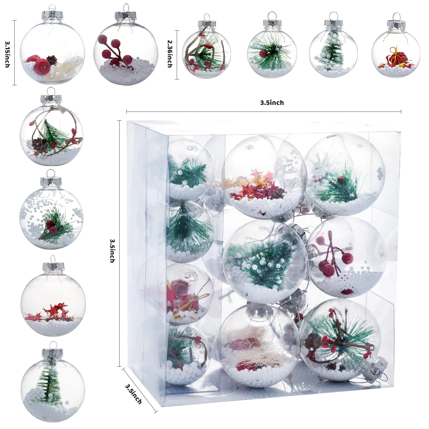20 Pcs Assorted Size Snow Filling Ornaments 5 20 Pcs Assorted Size Snow Filling Ornaments - Image 3