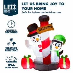 6 FT Tall Inflatable Christmas Welcome Sign With A Penguin And Snowman 12 6 FT Tall Inflatable Christmas Welcome Sign With A Penguin And Snowman -Joiedomi image 3 1f477dca 32d0 4d42 b320 d7055dc2bf59