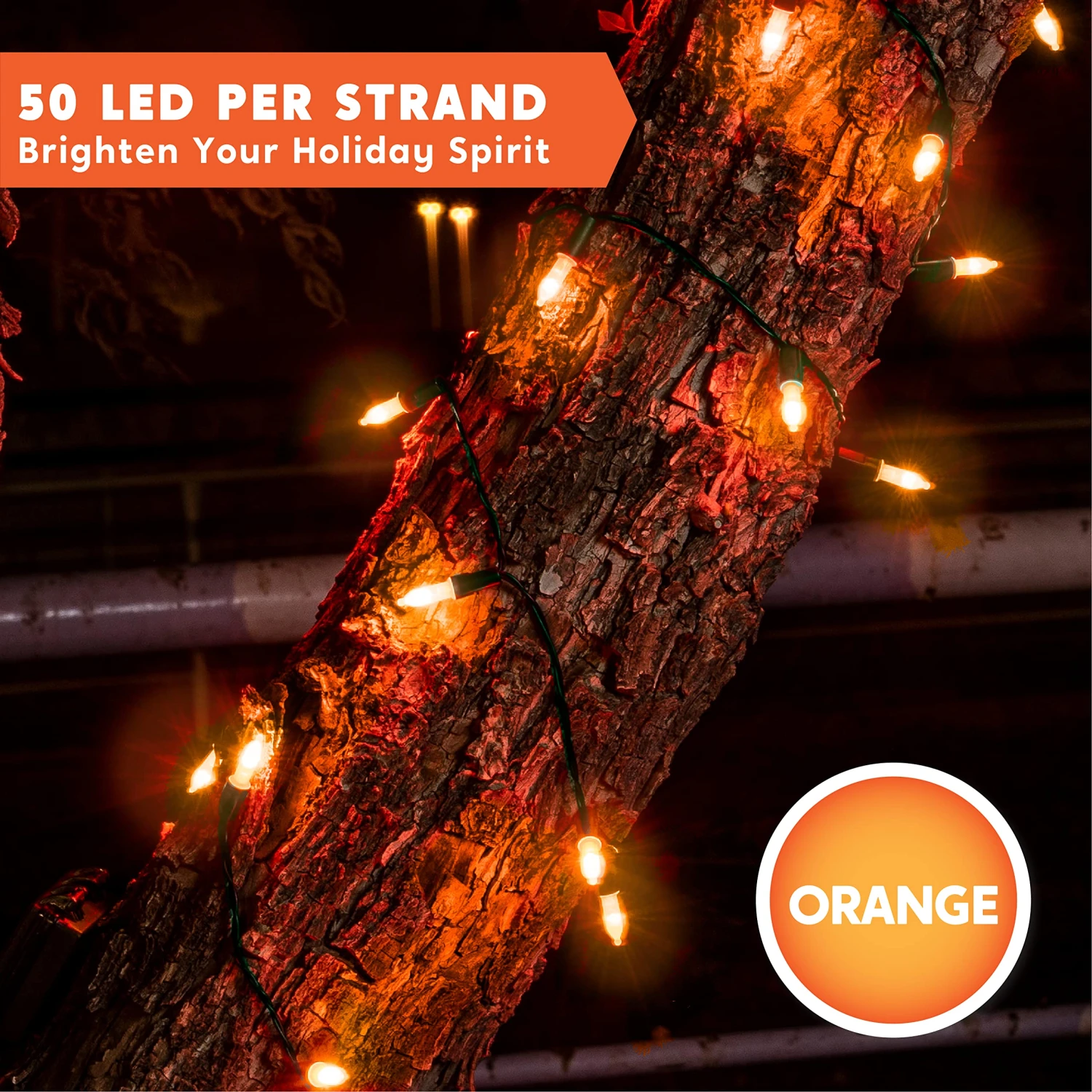 50 Orange LED Green Wire String Lights 5 50 Orange LED Green Wire String Lights - Image 3