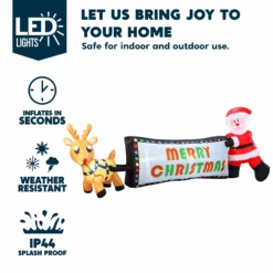 8ft Reindeer Pulling Banner With Santa Banner Christmas Inflatable -Joiedomi image 3 3eeb2ffd 297b 480a 915d d1700c595817