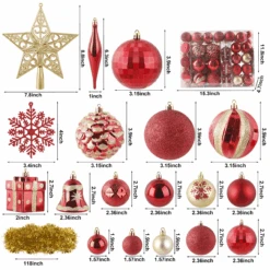 71ct Assorted Christmas Tree Ornaments - Red & Gold -Joiedomi image 3 3f73abfc 7dd0 4a05 b8aa ac82f6ff4b8e