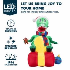 Large Dinosaur Sitting On A Gift Box Inflatable (6 Ft) -Joiedomi image 3 4b291171 6e66 4b76 8be2 83586b84a555