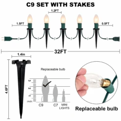 30.75ft 24 Packs Christmas Warm White C9 Pathway Marker -Joiedomi image 3 51e675e2 28e0 4876 bb9a 584dd95374f5