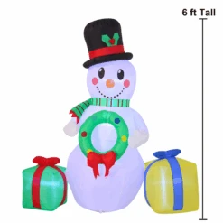 6ft Inflatable Snowman Holding A Christmas Wreath -Joiedomi image 3 6cd2b78f 1316 4f08 8d6c 79994748b81b