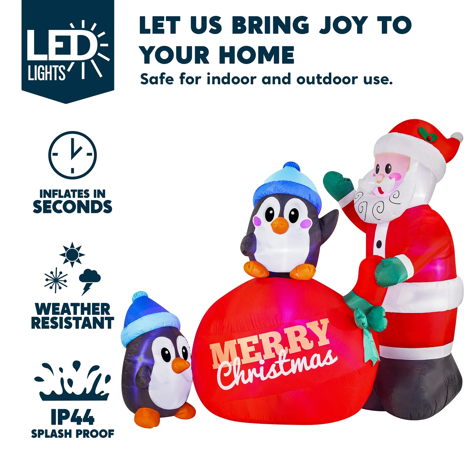 Large Penguins With Santa Inflatable (7 Ft) 5 Large Penguins With Santa Inflatable (7 Ft) - Image 3