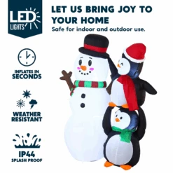 6 FT Tall Inflatable Two Penguins Carry Each Other To Hold Snowman's Head -Joiedomi image 3 8112c9ee bca9 4afd 9e11 7167c4075881