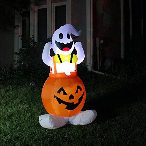Tall Halloween Ghost In Pumpkin Overall Inflatable (4 Ft) 5 Tall Halloween Ghost In Pumpkin Overall Inflatable (4 Ft) - Image 3