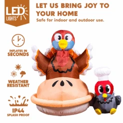 Large Turkey On A Pumpkin Pie Inflatable (6 Ft) -Joiedomi image 3 a6aaaa1e 911e 4639 90ef 1d867790ca28