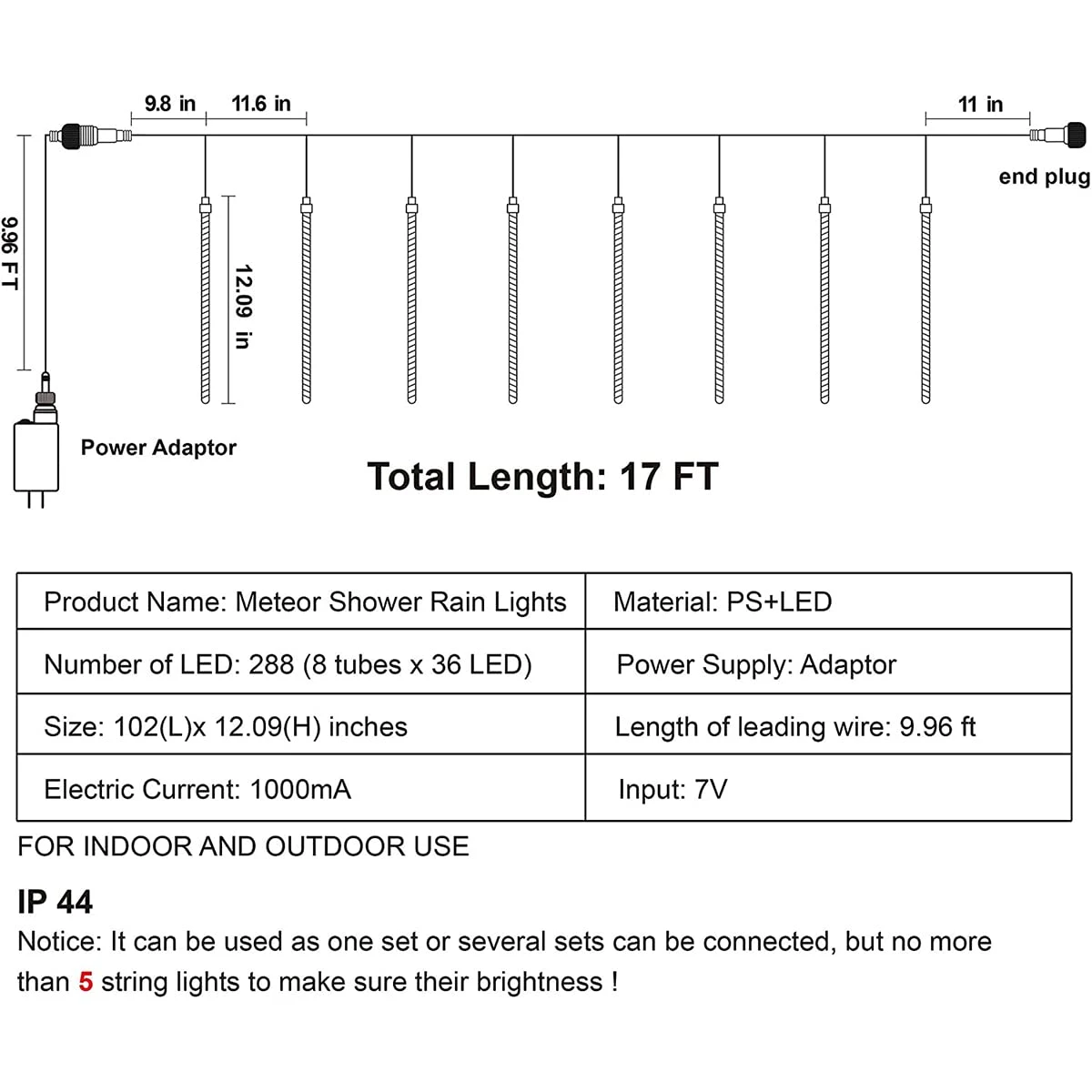 30 Cm - LED Meteor Shower Rain Lights 5 30 Cm - LED Meteor Shower Rain Lights - Image 3
