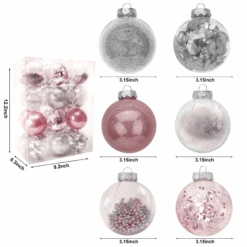 24Pcs Pink Plastic Clear Ball Ornaments With Filling -Joiedomi image 3 c6510568 840b 44c7 a91b 4f9a443506b2