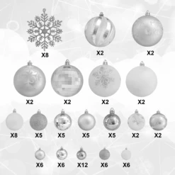 88 Pcs Assorted Shatterproof Silver & White Christmas Ornaments -Joiedomi image 3 d033755e 9343 4936 8b3d ae33fb8d92b5