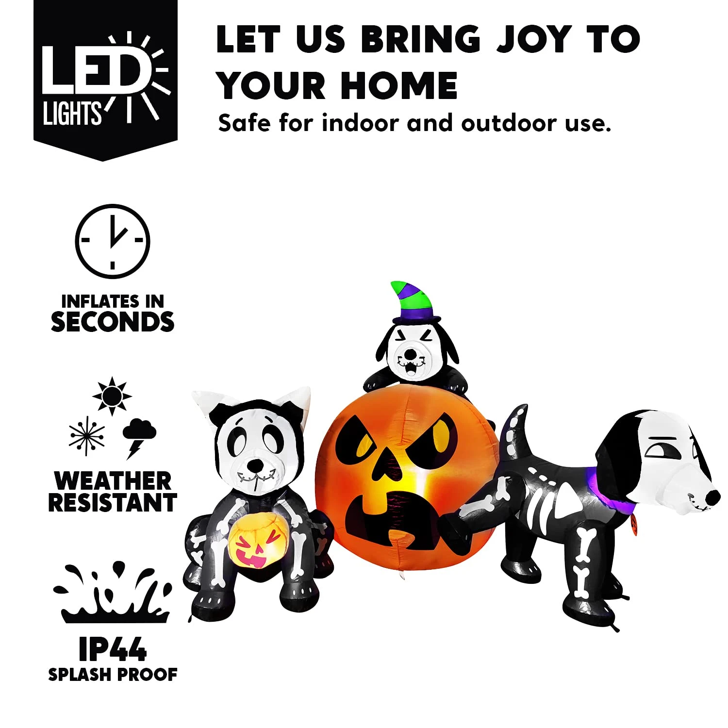 6ft Halloween Skeleton Dog With Pumpkin Set 5 6ft Halloween Skeleton Dog With Pumpkin Set - Image 3