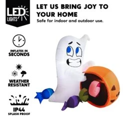 Tall Halloween Cute Ghost Dump Pumpkin Candy Bag Inflatable (5 Ft) -Joiedomi image 3 e5c0f131 2729 41ea a866 fc49063f6385