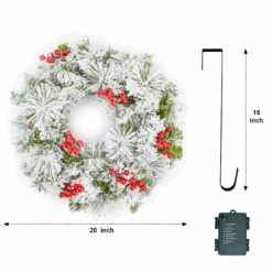 20in Christmas Wreath Flocked With LED Lights 11 20in Christmas Wreath Flocked With LED Lights -Joiedomi image 3 e6d04051 7ae3 4f71 9168 77f649825b29