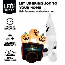 Halloween Large Ghost Pushing Pumpkin Cart Inflatable (6 Ft) -Joiedomi image 3 e9d6221d 5487 45d6 a52e 1bb3549898ce