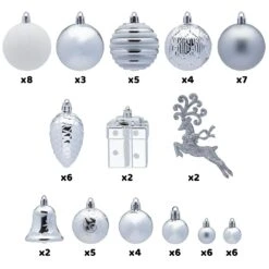 66 Pcs Christmas Assorted Ornaments Silver & White -Joiedomi image 3 ed49701c b822 4626 8d44 a163db99ecb1