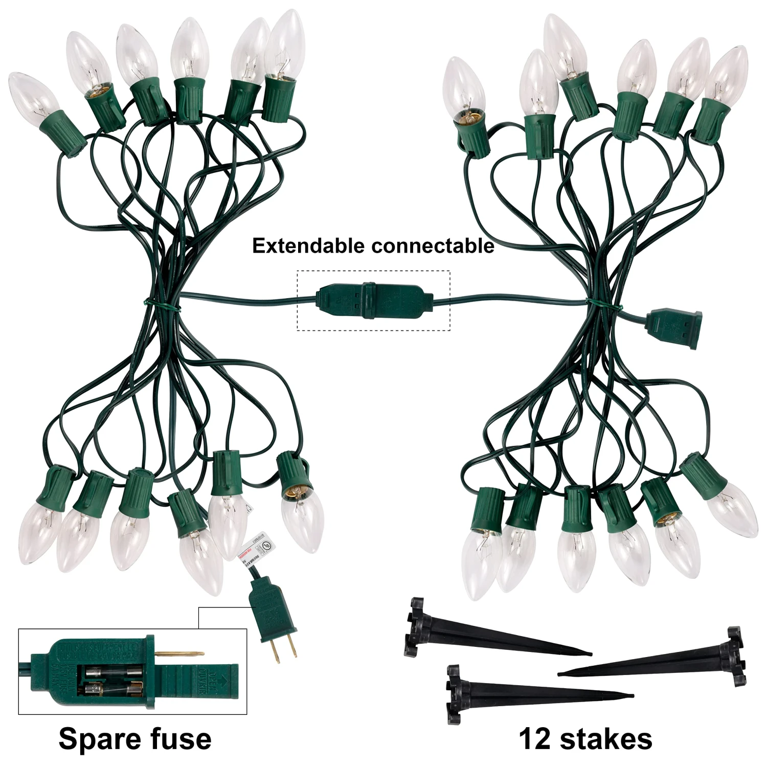 15.75ft 12Packs Christmas Warm White C9 Pathway Marker 5 15.75ft 12Packs Christmas Warm White C9 Pathway Marker - Image 3