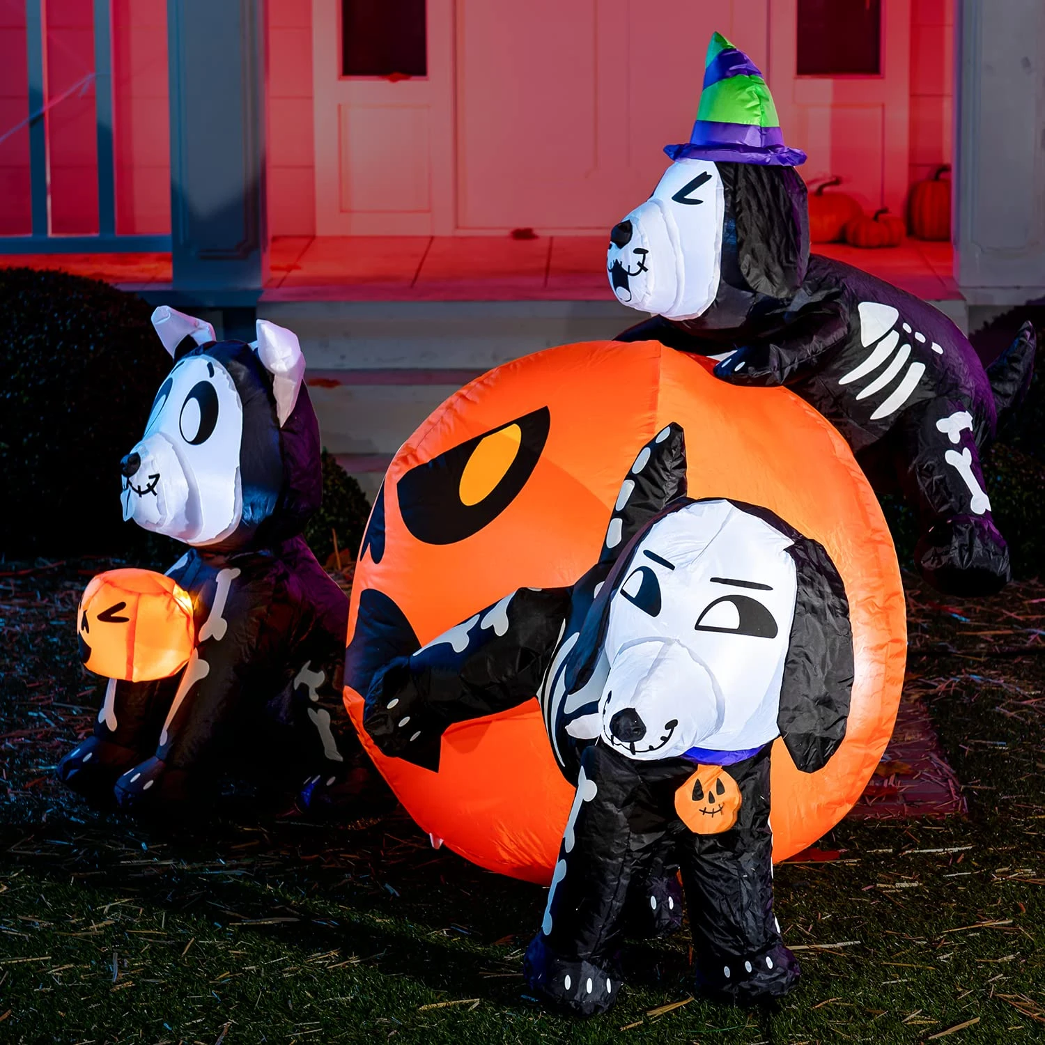 6ft Halloween Skeleton Dog With Pumpkin Set 6 6ft Halloween Skeleton Dog With Pumpkin Set - Image 4