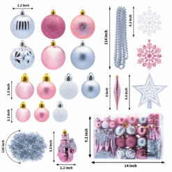 110Pcs Assorted Christmas Ball Ornaments - Rose Gold & Silver & White -Joiedomi image 4 04f13e73 0d45 47ff ae1a bf48801b7531