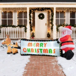 8ft Reindeer Pulling Banner With Santa Banner Christmas Inflatable -Joiedomi image 4 184475a5 ed1c 4eea b41e 90b7bb84750c