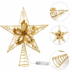 Gold Star Flower Tree Topper, Warm White -Joiedomi image 4 43bca2ea 7e74 427f a76b 027874eb3828
