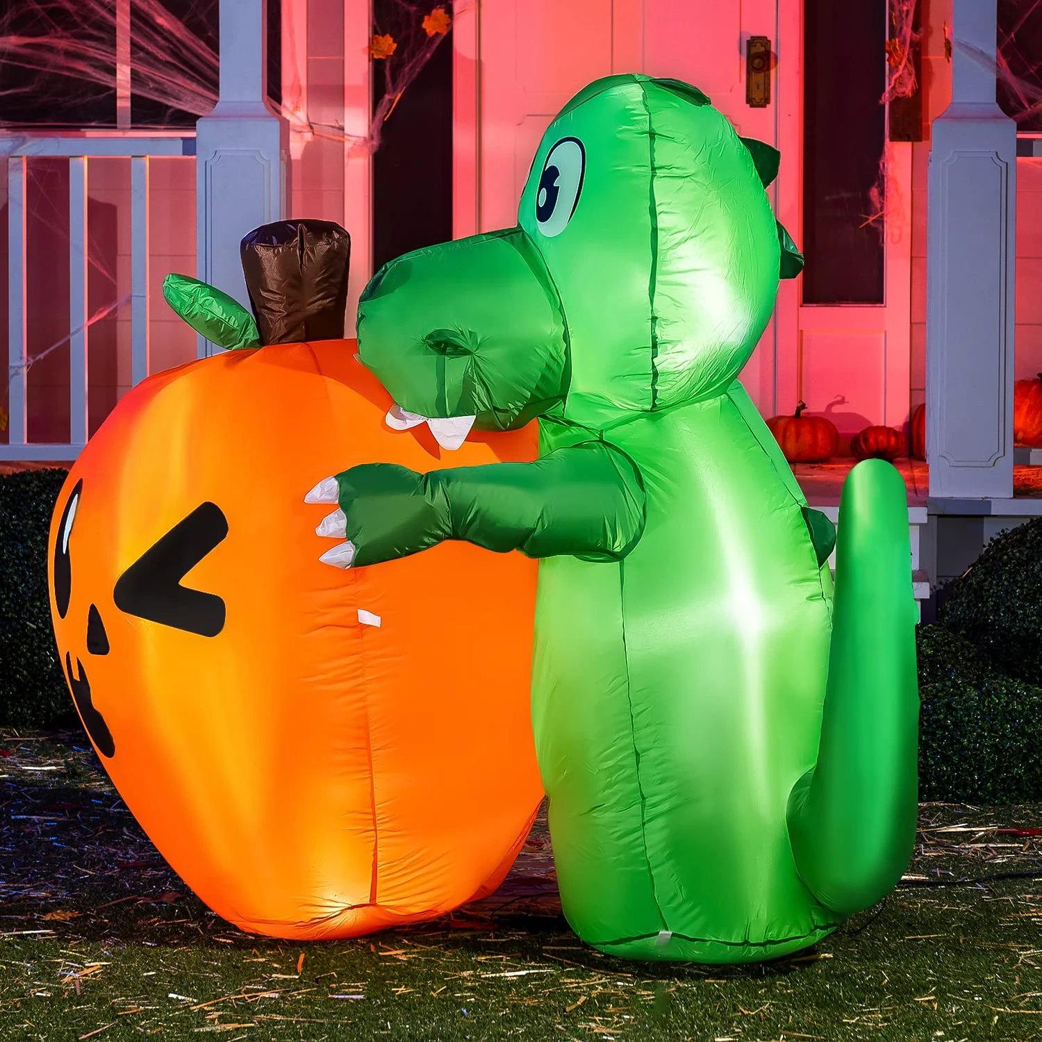 5ft Halloween Dinosaur Sitting On Pumpkin Inflatable 6 5ft Halloween Dinosaur Sitting On Pumpkin Inflatable - Image 4