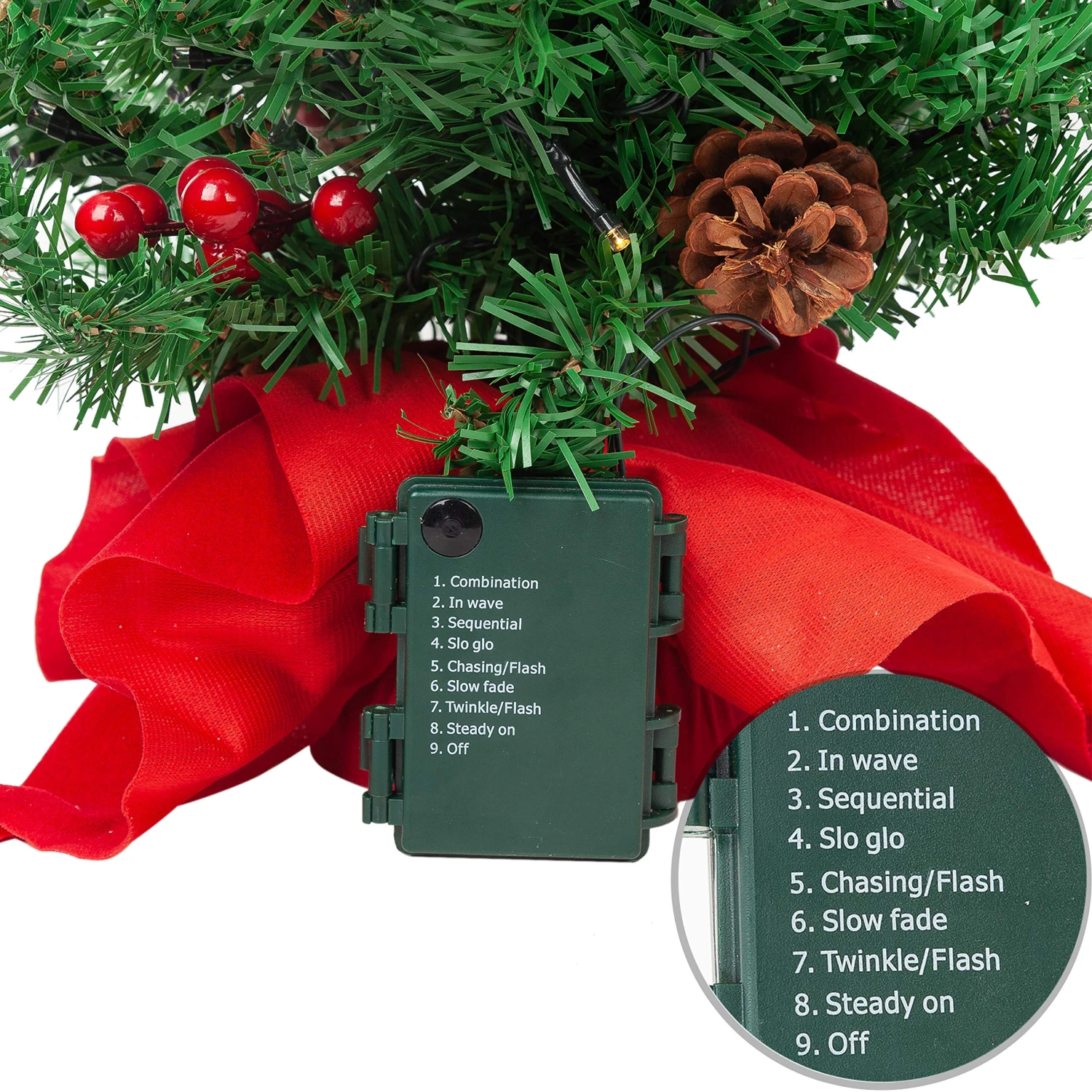 22in Prelit Tabletop Christmas Tree With Holy Leaves & Pine Cones 6 22in Prelit Tabletop Christmas Tree With Holy Leaves & Pine Cones - Image 4