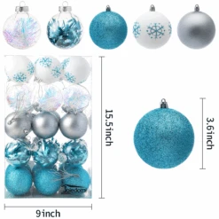 30Pcs Assorted Style Ball Ornaments - Blue & White & Silver 3.15in -Joiedomi image 4 5b188075 6779 4568 b99c 7dd6fb6ed88e