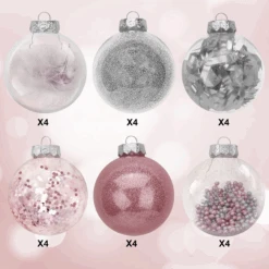 24Pcs Pink Plastic Clear Ball Ornaments With Filling -Joiedomi image 4 7a538958 4fd0 4708 b3d6 a3c66405be2c