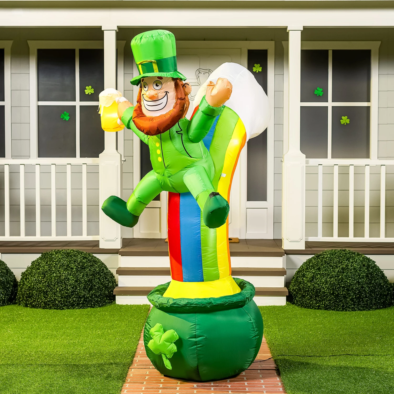 Large St Patrick Leprechaun On Rainbow Pot Of Gold Inflatable (7 Ft) 6 Large St Patrick Leprechaun On Rainbow Pot Of Gold Inflatable (7 Ft) - Image 4