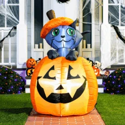 Tall Animated Halloween Kitty Cat On Pumpkin Inflatable (5 Ft) -Joiedomi image 4 8acc0f1f 4294 4619 9911 af2083e76168