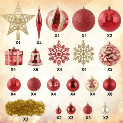 71ct Assorted Christmas Tree Ornaments - Red & Gold -Joiedomi image 4 b19a6eac 3971 46c9 8606 3d261db60d75