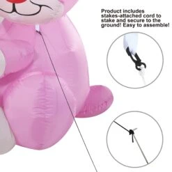Large Easter Pink Bunny With Build-in LEDs Inflatable Outdoor Decorations (6ft) -Joiedomi image 4 b5824199 8452 4adb aa0e 4f79856512e4