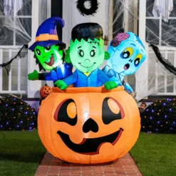 Halloween Tall Three Characters On Pumpkin Inflatable (5 Ft) -Joiedomi image 4 b723f1d7 36bb 4b21 923d ac9176d89481