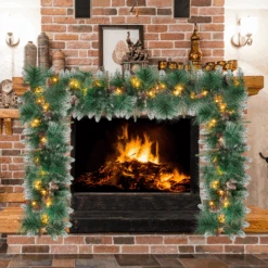 9ft Christmas Flocked Garland (Cone) -Joiedomi image 4 c568c407 c184 44de b346 56f84e790379