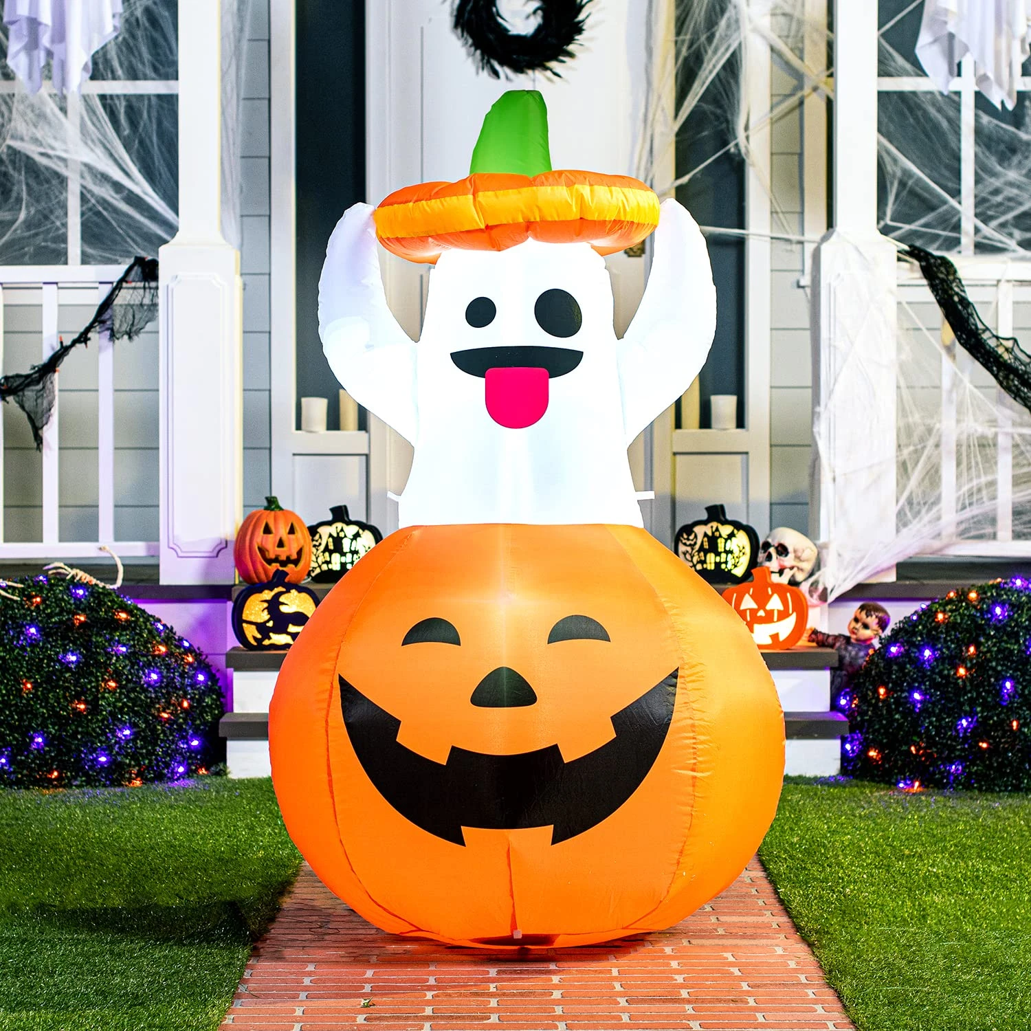 Tall Halloween Ghost In Pumpkin Inflatable (5 Ft) 6 Tall Halloween Ghost In Pumpkin Inflatable (5 Ft) - Image 4