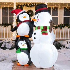 6 FT Tall Inflatable Two Penguins Carry Each Other To Hold Snowman's Head -Joiedomi image 4 f142f432 891a 4f99 b1dc cc0e4f14e452