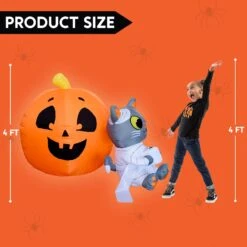 4 FT Tall Halloween Inflatable Mummy Cat Pumpkin -Joiedomi image 5 0f823aa3 fd94 46be 950e 577b48f4f548