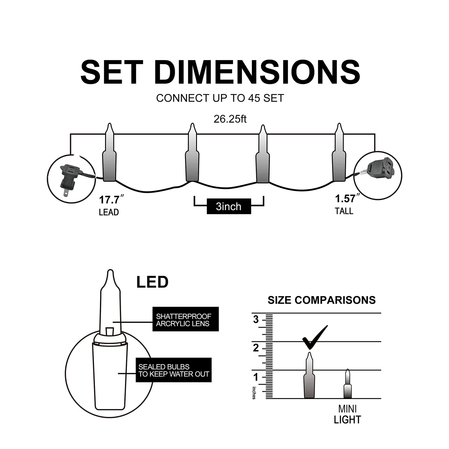 52.5 FT 200 Count Christmas Orange Green Wire String Lights 7 52.5 FT 200 Count Christmas Orange Green Wire String Lights - Image 5