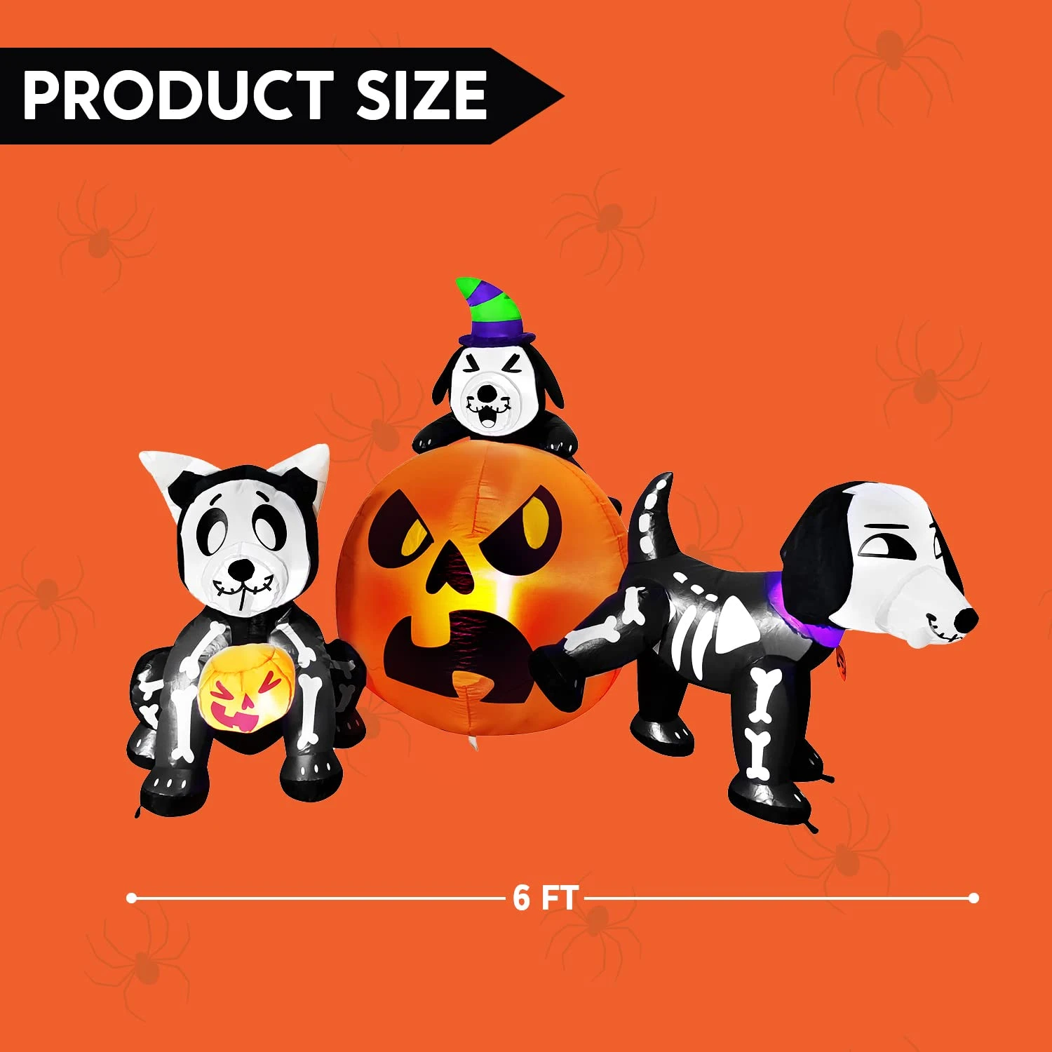 6ft Halloween Skeleton Dog With Pumpkin Set 7 6ft Halloween Skeleton Dog With Pumpkin Set - Image 5