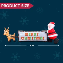 8ft Reindeer Pulling Banner With Santa Banner Christmas Inflatable -Joiedomi image 5 3f1fb5ab d43d 49e3 aaf8 1c77e8f197cf