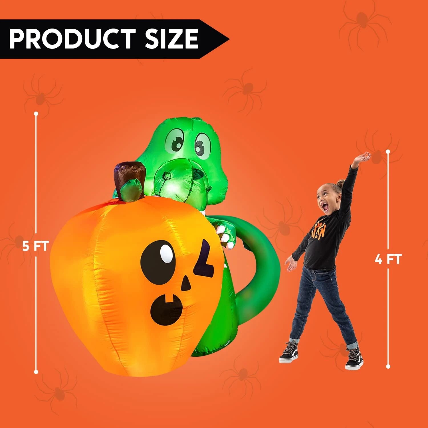 5ft Halloween Dinosaur Sitting On Pumpkin Inflatable 7 5ft Halloween Dinosaur Sitting On Pumpkin Inflatable - Image 5