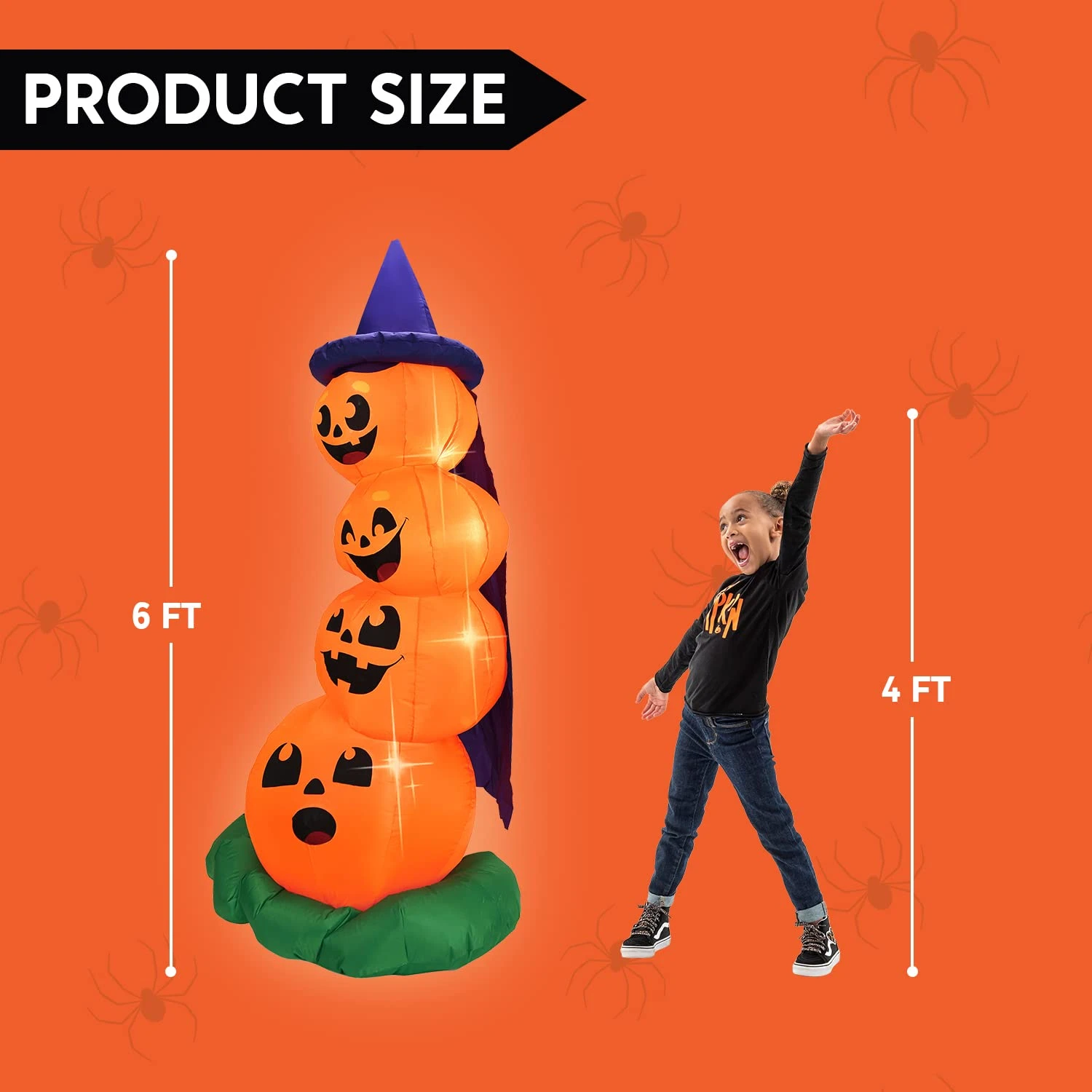 Large Halloween Stacked Pumpkins Inflatable (6 Ft) 7 Large Halloween Stacked Pumpkins Inflatable (6 Ft) - Image 5