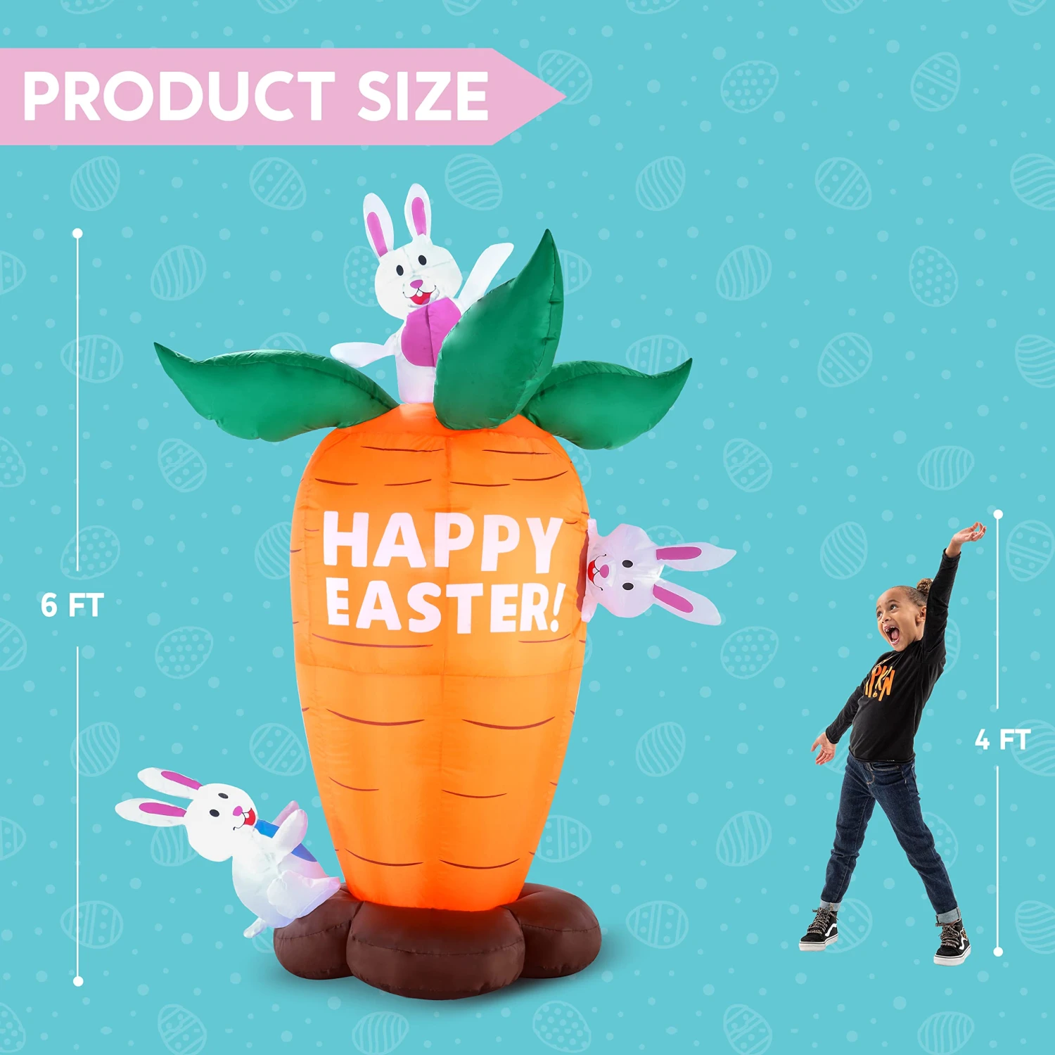 6ft Easter Inflatable Decoration Carrot 7 6ft Easter Inflatable Decoration Carrot - Image 5