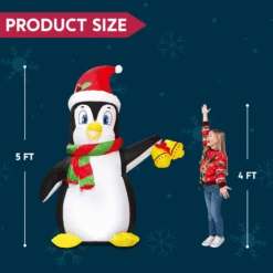 Tall Christmas Holiday Penguin Inflatable (5 Ft) -Joiedomi image 5 7d4606ab 0dc9 46e6 aee0 9782ce69d496